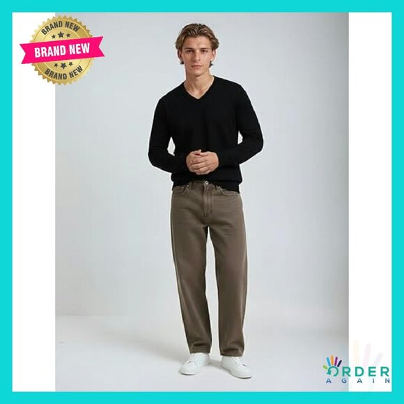 Men's Slim Fit V-Neck Sweater Elegant Business Casual Pullover Winter - Picture 3 of 7